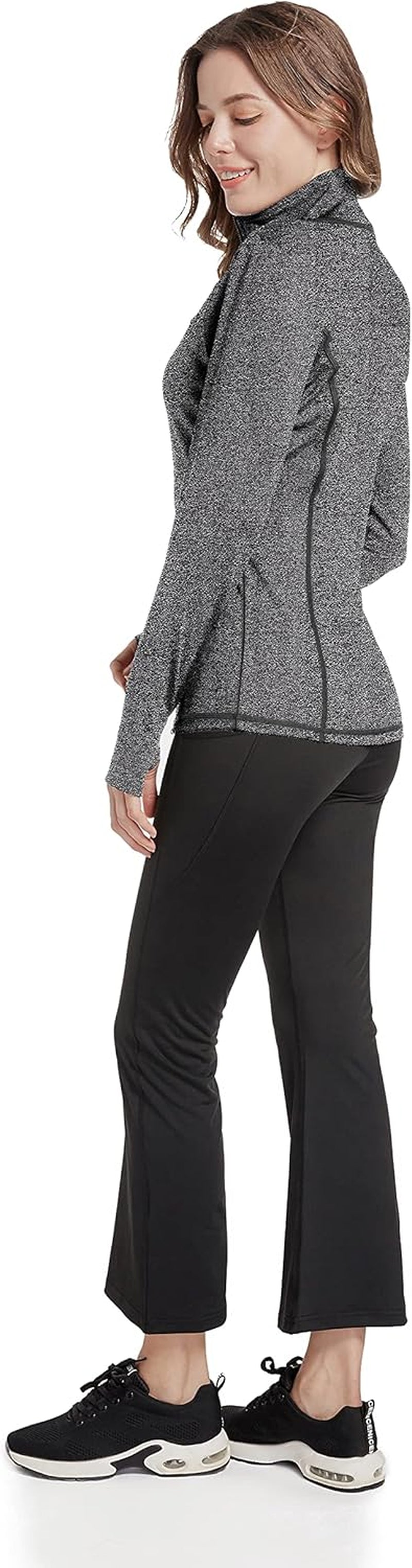 Women'S Full Zip Jacket, Workout Running Sports Casual Jacket with Pockets with Thumb Holes (888-6-88, L)