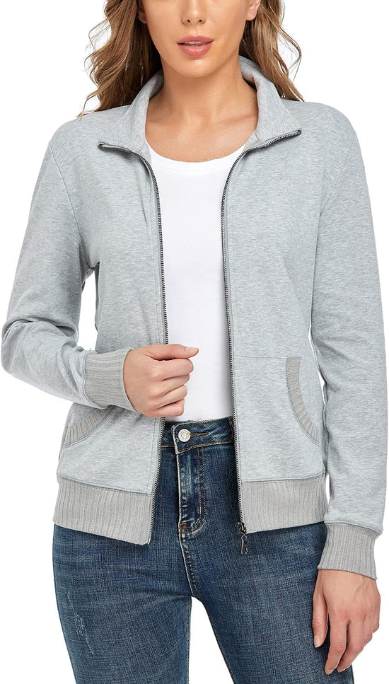 Women'S Stand Collar Zip up Long Sleeve Jacket with Pockets Running Sweatshirts Jackets Women'S Stand Collar Zip up Long Sleeve Jacket with Pockets Running Sweatshirts Jackets