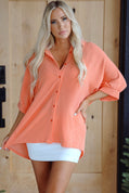 Mylah Corded Half Sleeve Button Up Loose Shirt-0