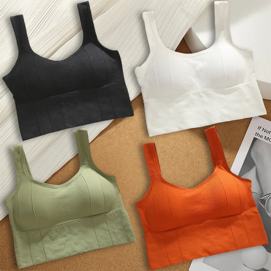 Breathable Sports Bra Anti-Sweat Fitness Top Women Seamless Yoga Bra Shockproof Crop Top Push Up Sport Bra Gym Workout Top