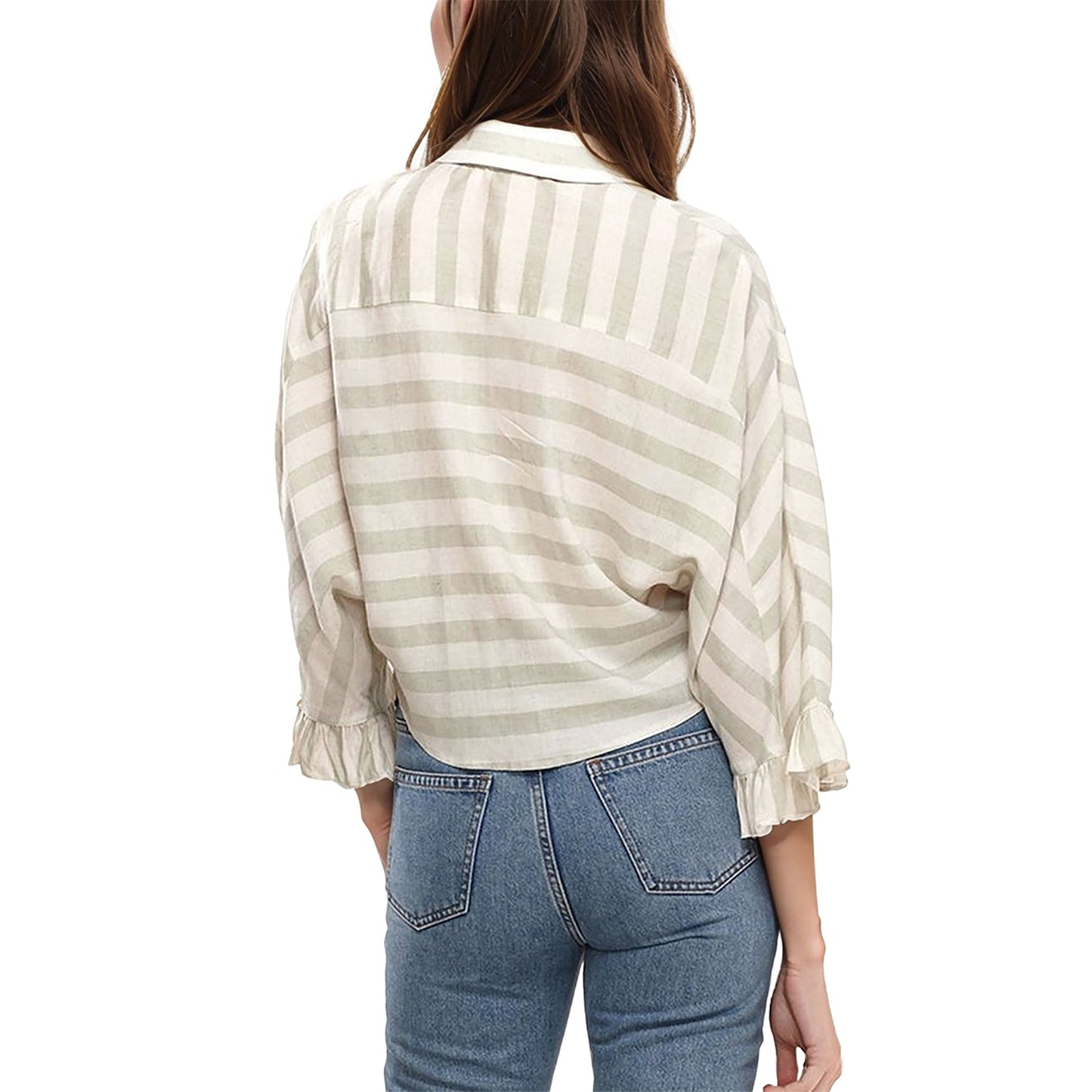 Women's Button Down Cropped Shirt In Sage-3