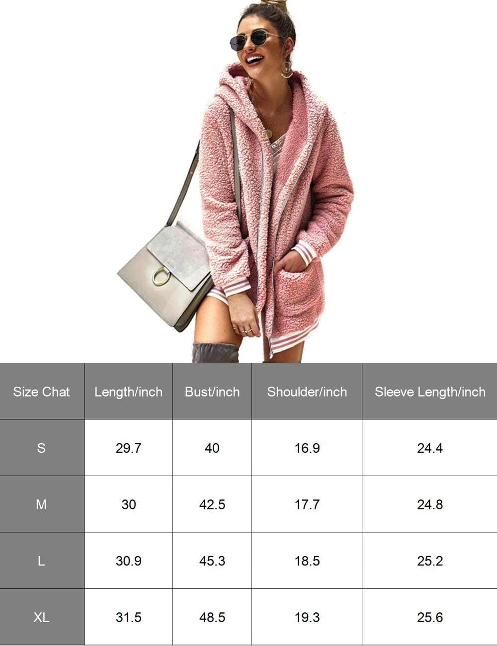 Cardigan for Women Oversized Fuzzy Fleece Long Sleeve Open Front Hooded Jacket Coat Winter Outwear with Pockets