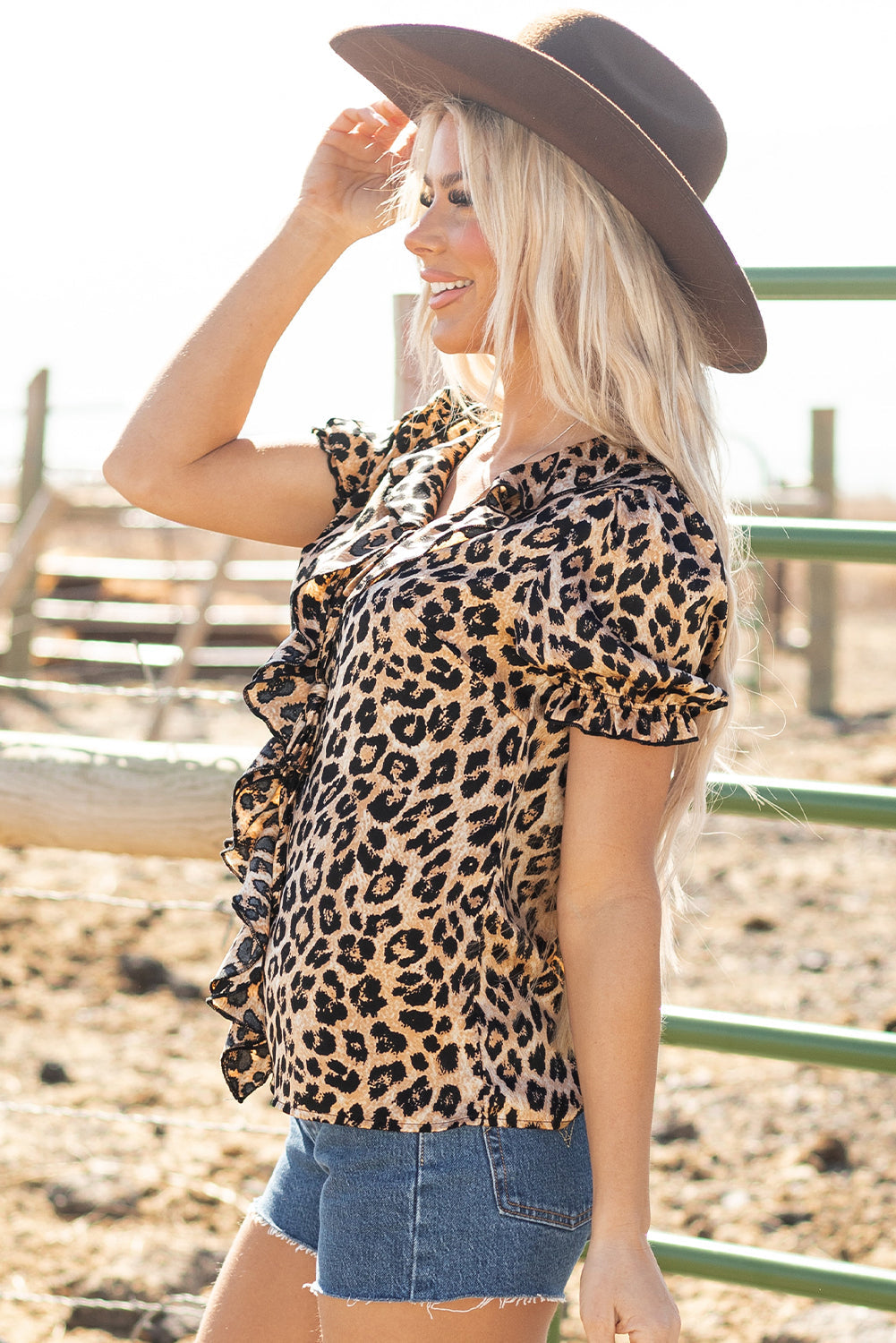 Martha Leopard Puff Short Sleeve Top-2