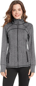 Women'S Full Zip Jacket, Workout Running Sports Casual Jacket with Pockets with Thumb Holes (888-6-88, L)