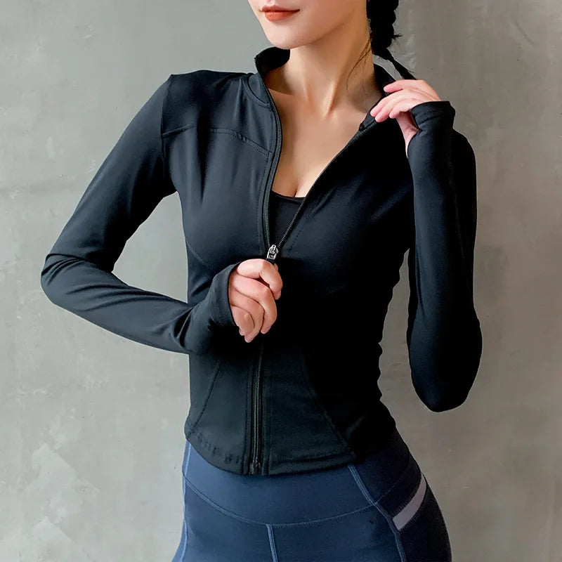2024 New Yoga Coat Short Sports Jacket WOMEN'S Fitness Clothes Slimming Body Sculpting Zipper Yoga Jacket