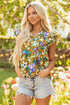Scout Floral Tiered Flutter Sleeve V Neck Top-0