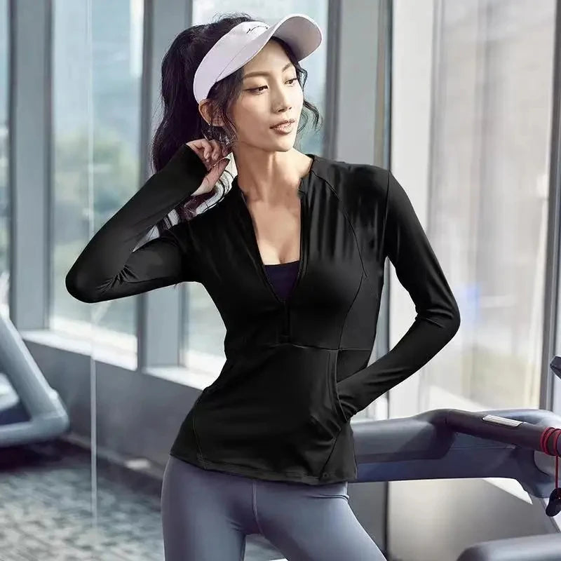 2024 New Yoga Coat Short Sports Jacket WOMEN'S Fitness Clothes Slimming Body Sculpting Zipper Yoga Jacket