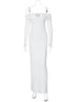 Off-Shoulder Long Sleeve Sexy Maxi Dress for Women Autumn New Strapless Backless Bodycon Elegant Club Party Long Dress