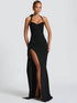 Halter Backless Sexy Maxi Dress Women Fashion Lace-Up Sleeveless High Waist Thigh High Split Bodycon Evening Club Dress