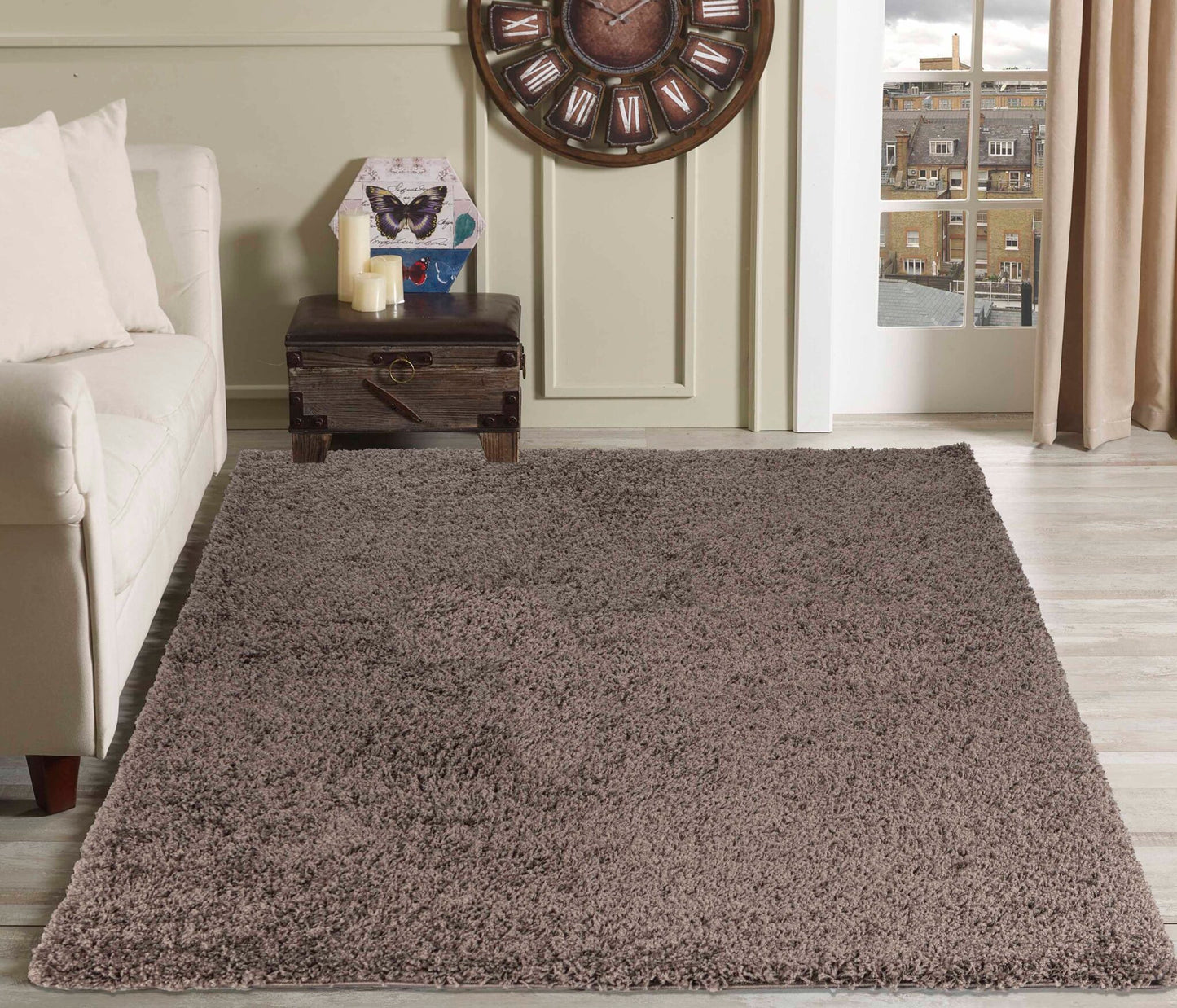 Oxford Rugs Living Room – Grey Area Rug for Home – Fluffy Shaggy Super Soft Non-Slip Rug, Washable Modern Floor Carpet, Large Bedside Rug for Kids Room
