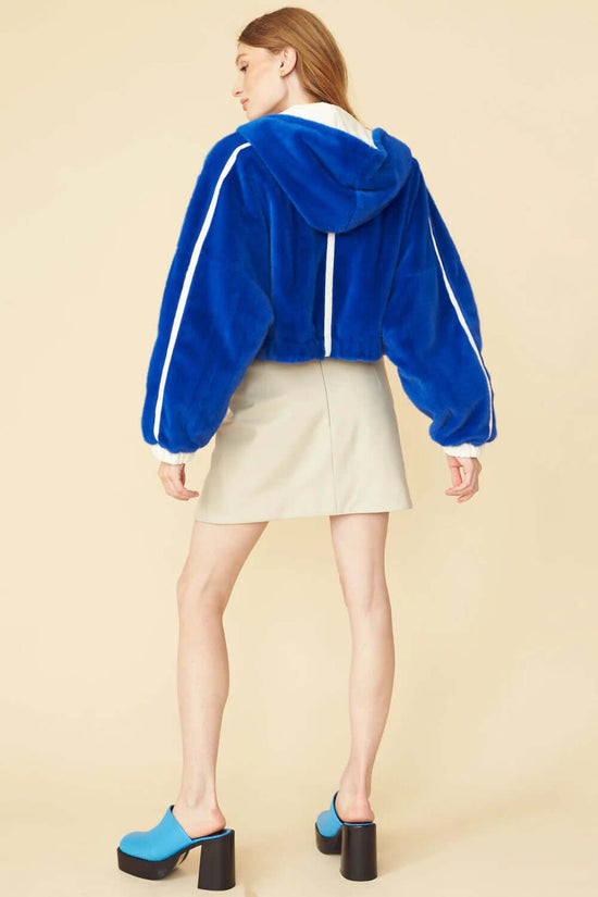 Blue & White Reversible Hooded Jacket | Reversible Jacket Aesthetic