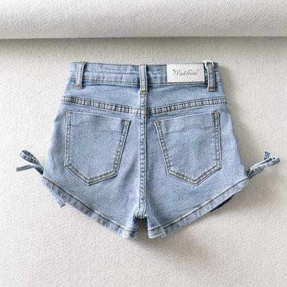 Bow Denim Shorts For Women | Personalized Denim Shorts For Women
