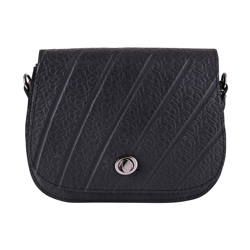  Classic Black Vegan Saddle Bag | Sustainable Vegan Handbag