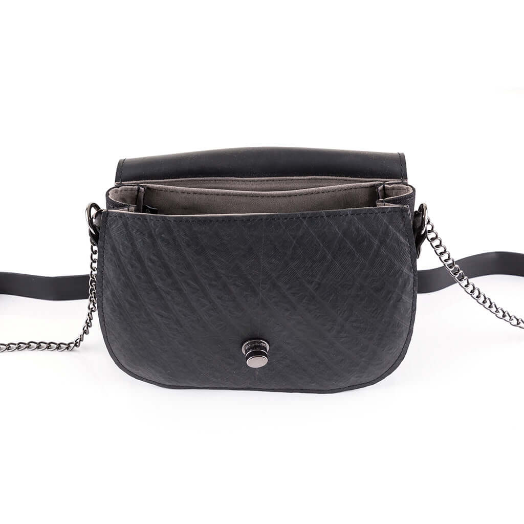  Classic Black Vegan Saddle Bag | Sustainable Vegan Handbag