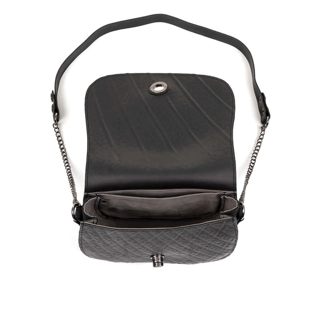  Classic Black Vegan Saddle Bag | Sustainable Vegan Handbag