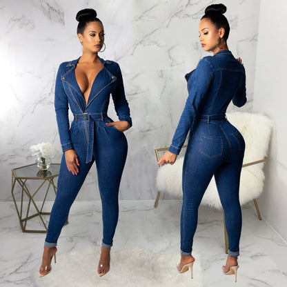 Denim Bodysuit For Women | Long Sleeve Denim Bodysuit