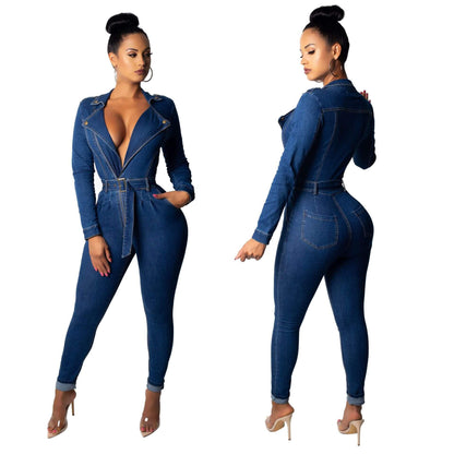 Denim Bodysuit For Women | Long Sleeve Denim Bodysuit