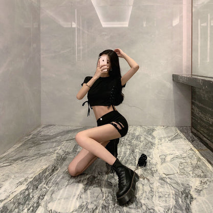 Double Buckle High Waist Shorts For Women | High Waist Tight Shorts