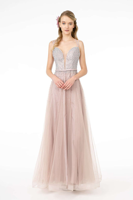 Embellished Bodice Mesh A-Line Dress Strap Back | Strap Back Dress 