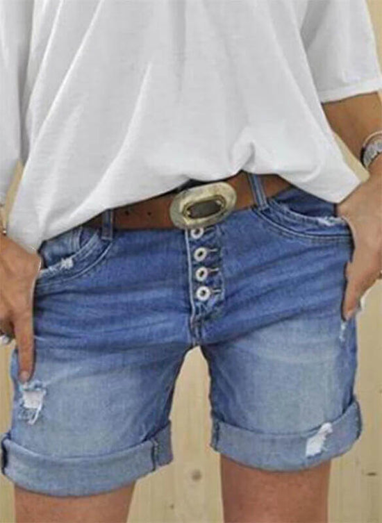 High Waisted Denim Shorts For Women | High Rise Denim Shorts