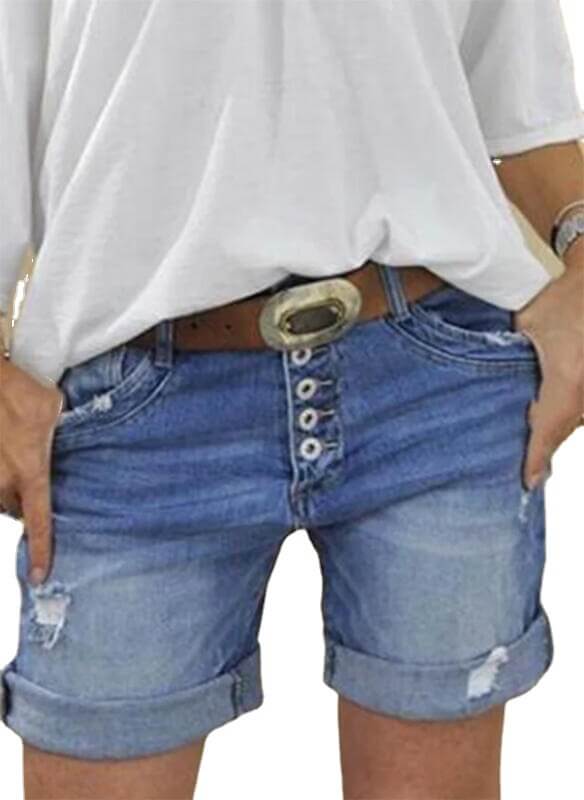 High Waisted Denim Shorts For Women | High Rise Denim Shorts