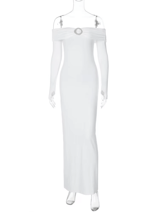 Off-Shoulder Long Sleeve Sexy Maxi Dress | Backless Party Long Dress 