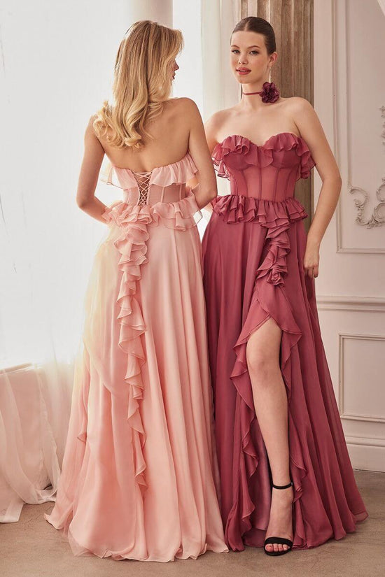 Strapless Chiffon Ruffle Women's Dress | Lightweight Strapless Dress