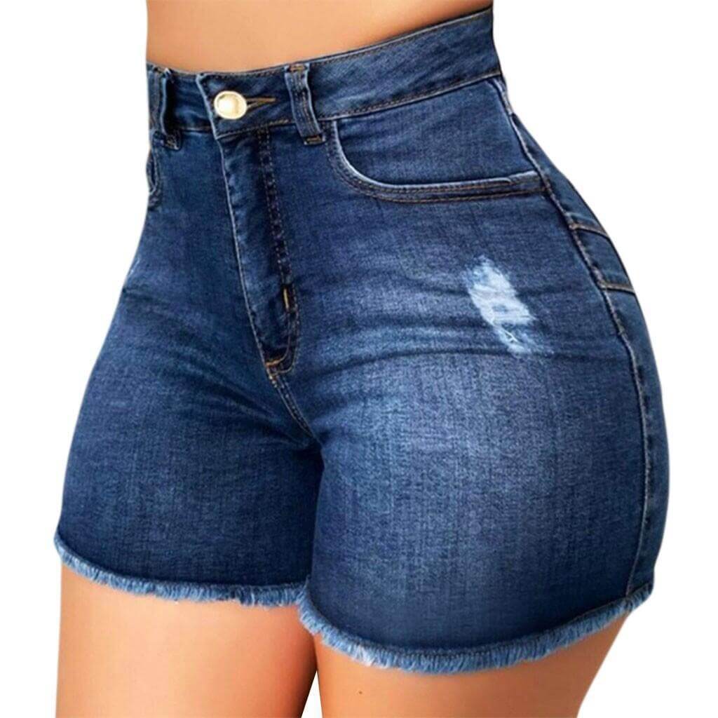 Stretch Slim Fit Ripped Tassel Shorts | Denim Shorts For Women