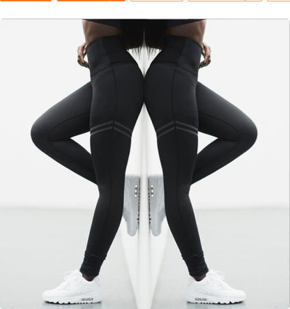 Striped Solid Color 9 Points Trousers | High Waist Yoga Pants For Women