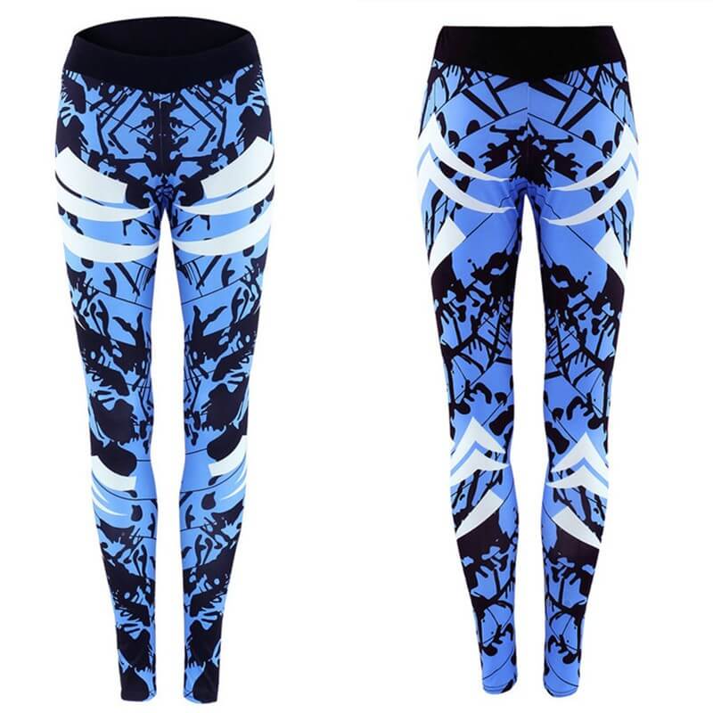 Tight Fit Printed Workout Leggings | Dark Blue Printed Leggings For Women