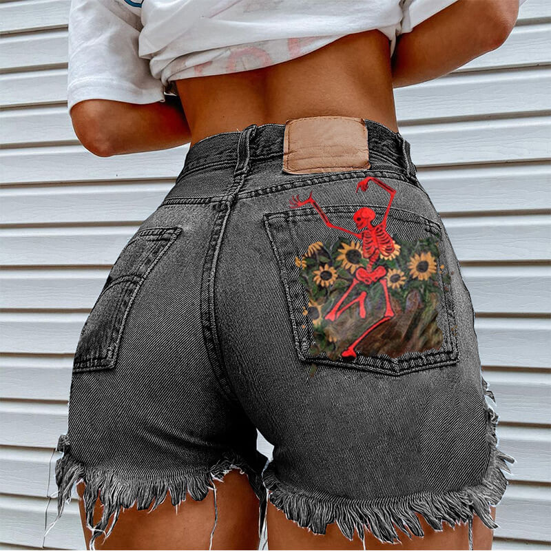 Women Printed Spring Summer Denim Shorts | Summer Shorts For Women