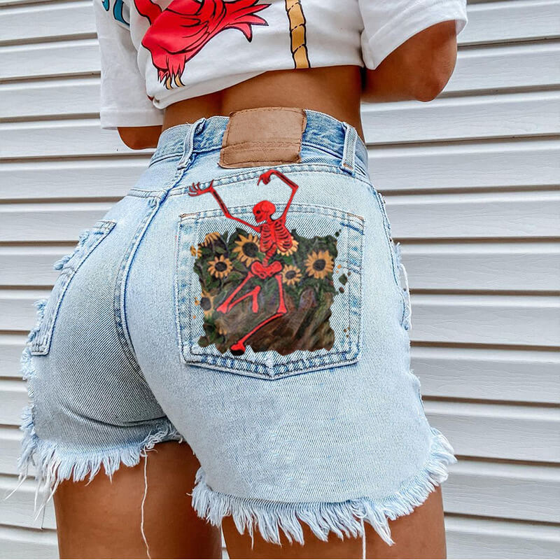 Women Printed Spring Summer Denim Shorts | Summer Shorts For Women