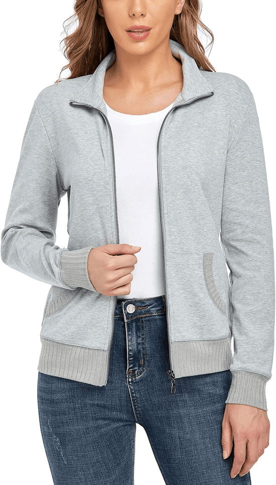 Women's Collar Zip-up Long Sleeve Jacket | Running Sweatshirts Jackets 