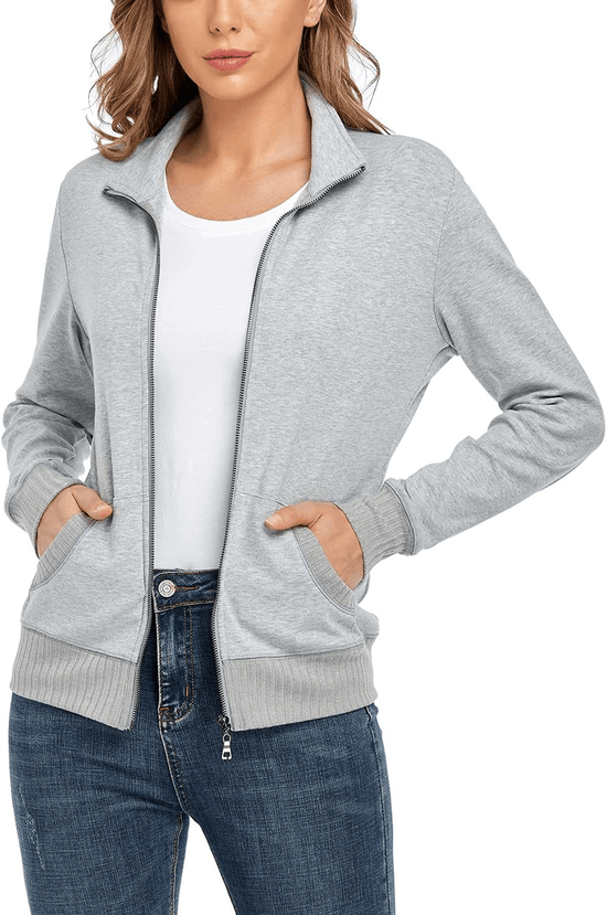 Women's Collar Zip-up Long Sleeve Jacket | Running Sweatshirts Jackets 