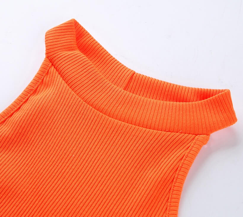Women’s Halter Bodysuit | Sexy Neon Elastic Tank Jumpsuit 