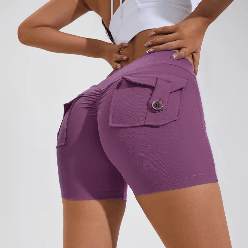 Women’s High Waist Yoga Shorts With Pockets | Quick Dry Workout Shorts