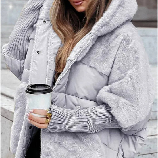 Women’s Loose Cotton Winter Hooded Jacket | Chic Patchwork Winter Coat