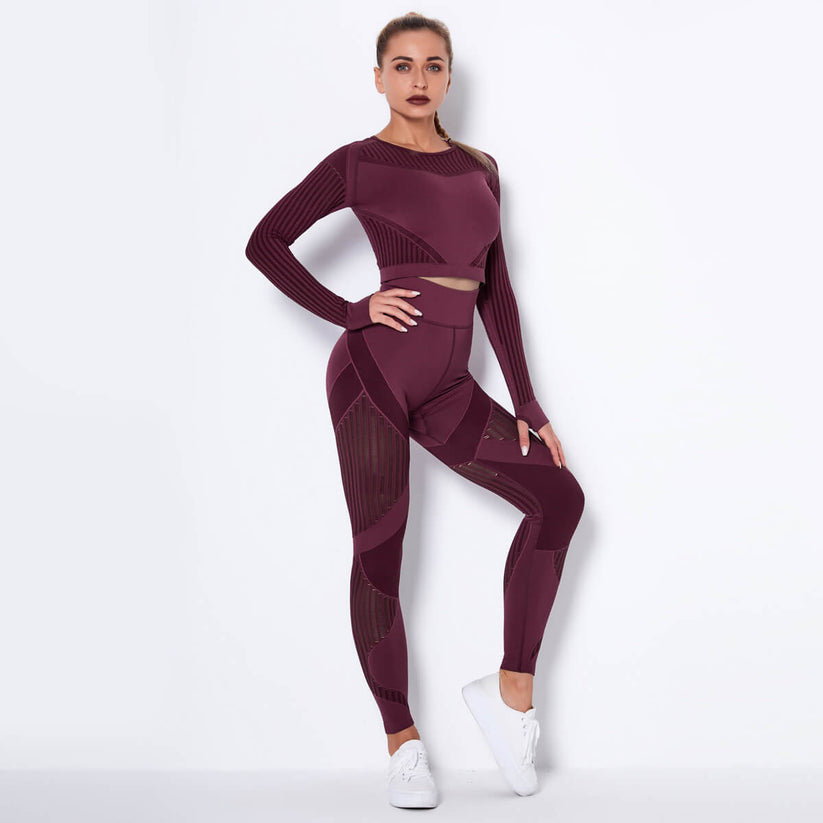 Women's One Piece Workout Suit | Long Sleeve Yoga Bodysuit