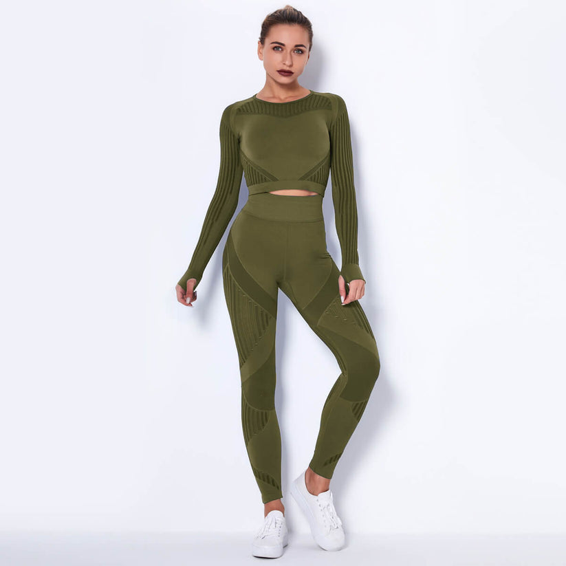 Women's One Piece Workout Suit | Long Sleeve Yoga Bodysuit