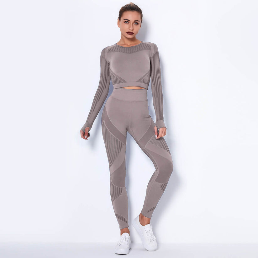 Women's One Piece Workout Suit | Long Sleeve Yoga Bodysuit