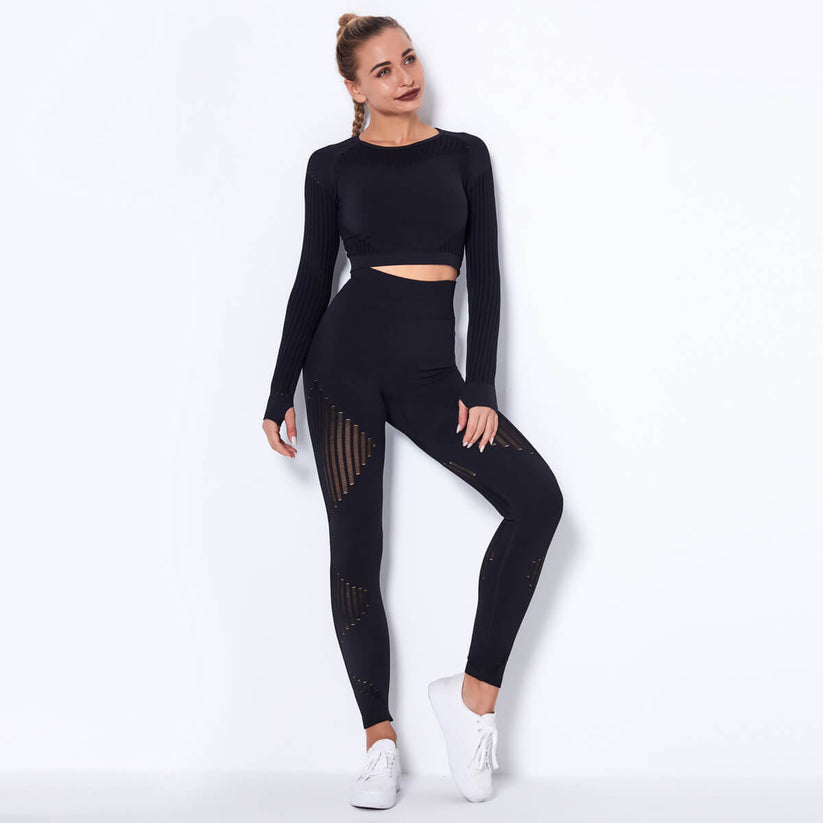 Women's One Piece Workout Suit | Long Sleeve Yoga Bodysuit