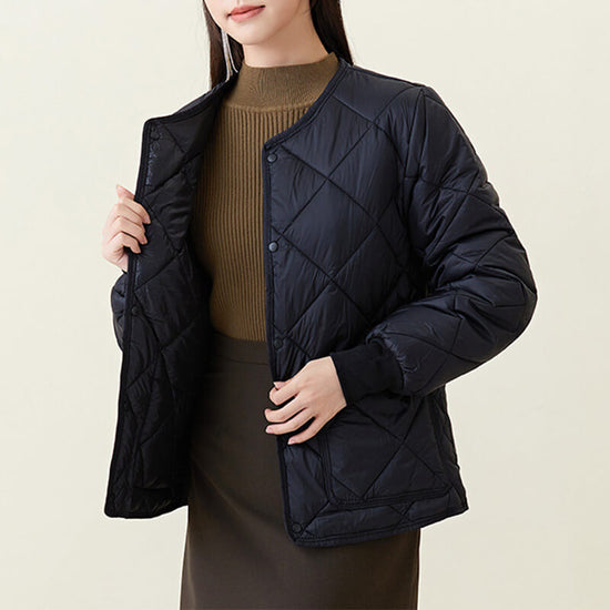 Women’s Round-Neck Cotton Winter Coat | Lightweight Winter Outerwear
