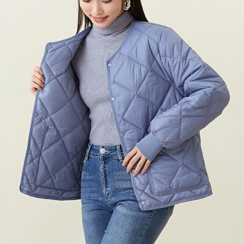 Women’s Round-Neck Cotton Winter Coat | Lightweight Winter Outerwear