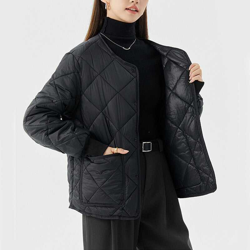 Women’s Round-Neck Cotton Winter Coat | Lightweight Winter Outerwear