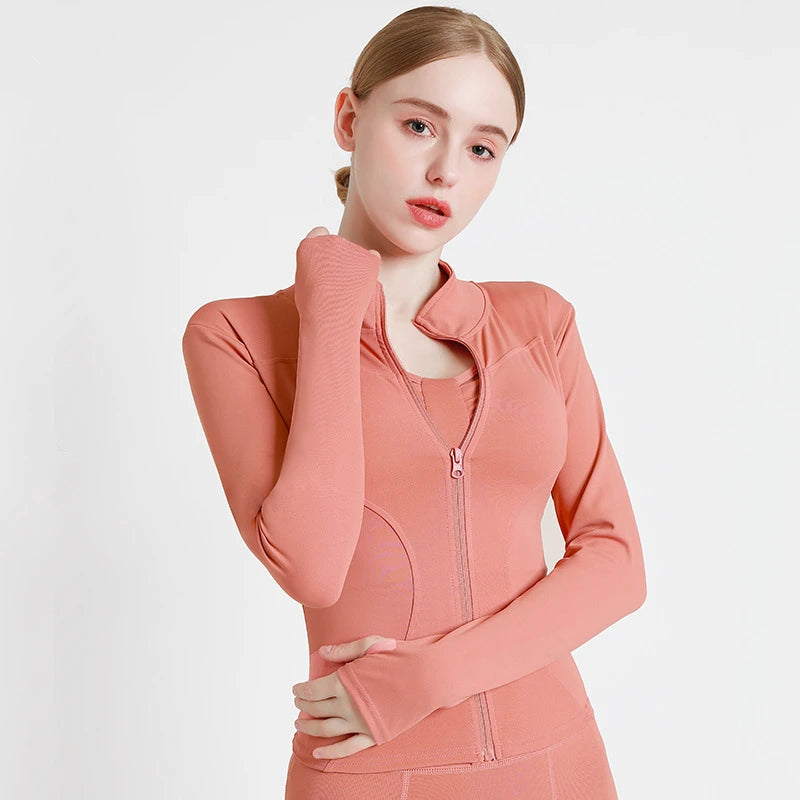 2024 New Yoga Coat Short Sports Jacket WOMEN'S Fitness Clothes Slimming Body Sculpting Zipper Yoga Jacket