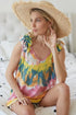 BiBi Circular Tie Dye Knit V Neck Top With Ruffle-1