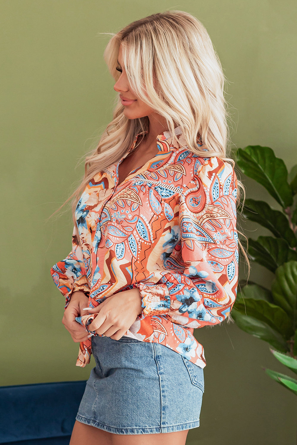 Leighton Floral Buttoned Loose Shirt-2