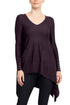 Cupio V-Neck Long Sleeve High Low Hem Knit Top-0