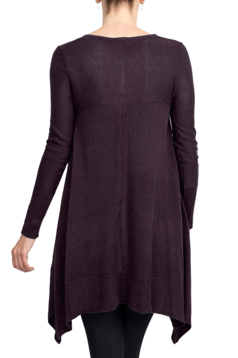 Cupio V-Neck Long Sleeve High Low Hem Knit Top-2